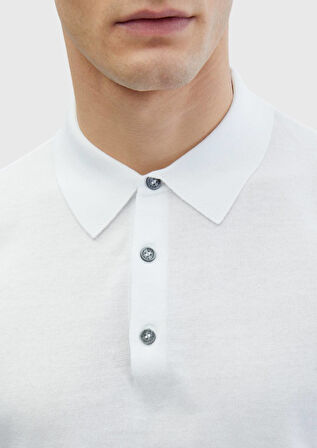 Beyaz Polo Yaka %100 Pamuk Triko