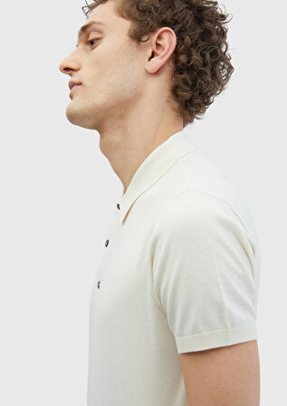 Ekru Polo Yaka %100 Pamuk Triko