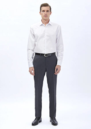 Beyaz Düz Regular Fit Dokuma Klasik %100 Pamuk Gömlek