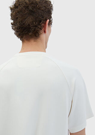 Ekru Bisiklet Yaka Düz Sweatshırt