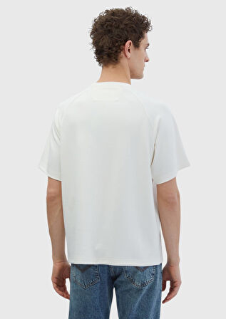 Ekru Bisiklet Yaka Düz Sweatshırt