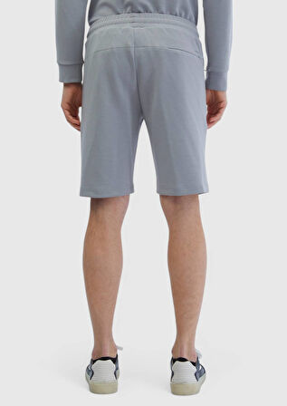 Açık Gri Düz Örme Jogging Fit Spor Bermuda