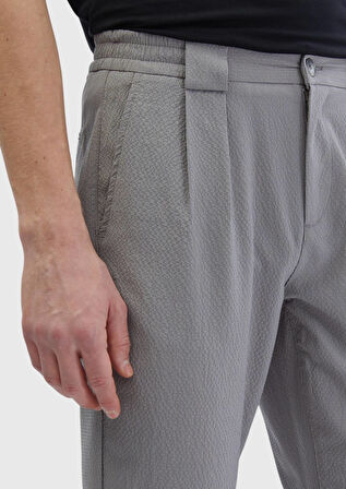 Gri Çizgili Dokuma Jogging Fit Casual Pantolon