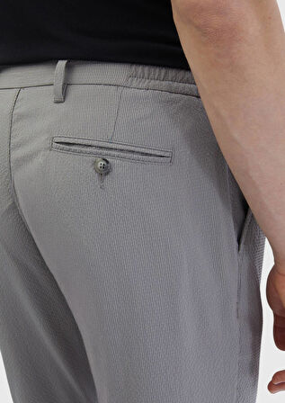 Gri Çizgili Dokuma Jogging Fit Casual Pantolon