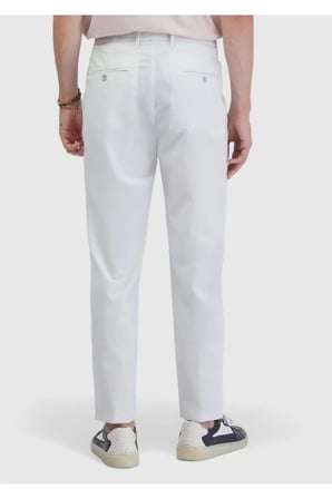 Beyaz Çizgili Dokuma Jogging Fit Casual Pantolon