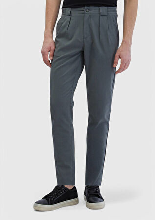 Haki Çizgili Dokuma Jogging Fit Casual Pantolon