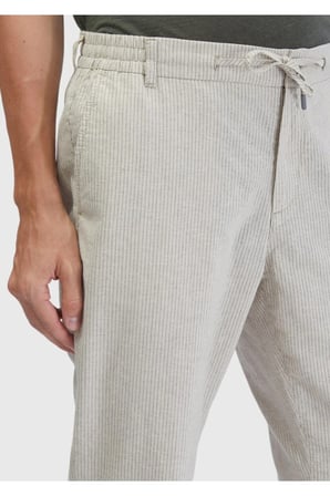 Bej Çizgili Dokuma Jogging Fit Casual Pamuk Karışımlı Pantolon