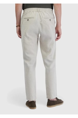 Bej Çizgili Dokuma Jogging Fit Casual Pamuk Karışımlı Pantolon