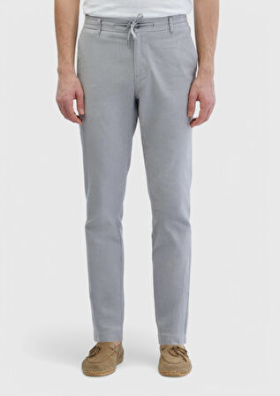 Gri Çizgili Dokuma Jogging Fit Casual Pamuk Karışımlı Pantolon