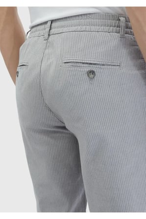 Gri Çizgili Dokuma Jogging Fit Casual Pamuk Karışımlı Pantolon