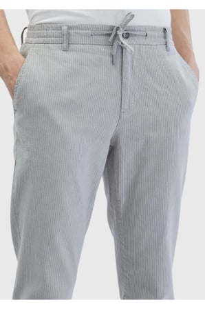 Gri Çizgili Dokuma Jogging Fit Casual Pamuk Karışımlı Pantolon