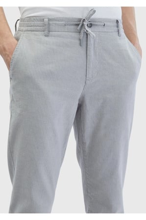 Gri Çizgili Dokuma Jogging Fit Casual Pamuk Karışımlı Pantolon