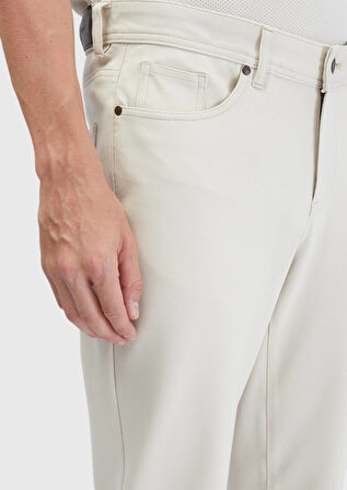 Kum Düz Örme Slim Fit Casual Pantolon