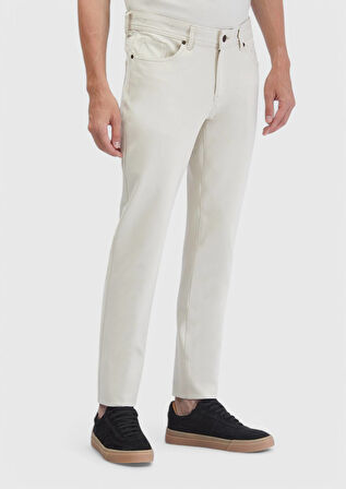 Kum Düz Örme Slim Fit Casual Pantolon