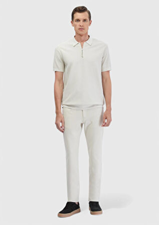 Kum Düz Örme Slim Fit Casual Pantolon