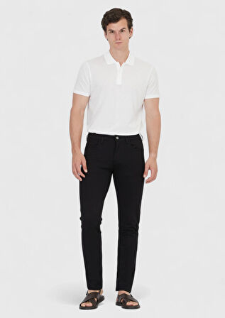 Siyah Düz Örme Slim Fit Casual Pantolon