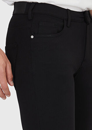 Siyah Düz Örme Slim Fit Casual Pantolon