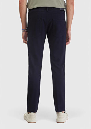 Lacivert Düz Örme Slim Fit Casual Pantolon