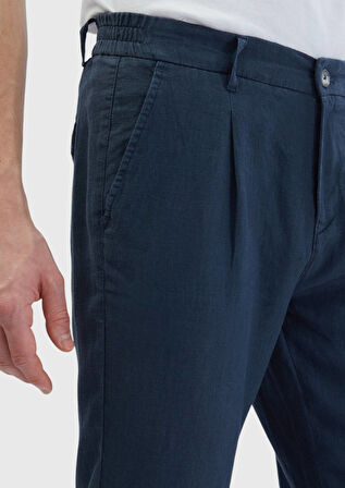 Antrasit Düz Dokuma Jogging Fit Casual %100 Keten Pantolon