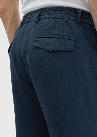 Antrasit Düz Dokuma Jogging Fit Casual %100 Keten Pantolon