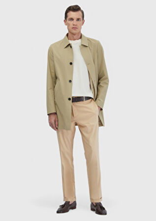 Safran Regular Fit Gömlek Yaka Casual Dokuma Pardesü