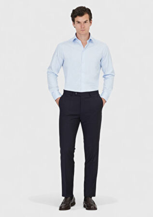 Açık Mavi Düz Regular Fit Dokuma Klasik %100 Pamuk Gömlek