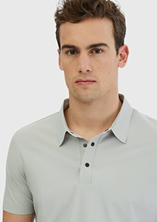 Açık Gri Düz Polo Yaka T-Shirt
