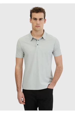 Açık Gri Düz Polo Yaka T-Shirt