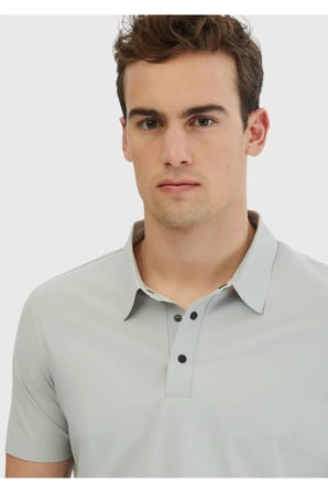 Açık Gri Düz Polo Yaka T-Shirt