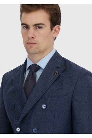 Lacivert Düz Zeroweight Slim Fit Yün Karışımlı Takım Elbise