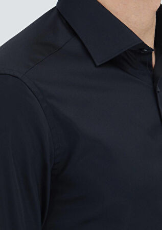 Siyah Düz Slim Fit Dokuma Klasik %100 Pamuk Gömlek