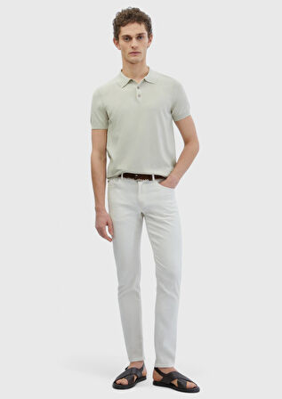 Bej Polo Yaka Düz Örgü Triko