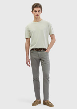 Bej Bisiklet Yaka Düz Örgü Triko