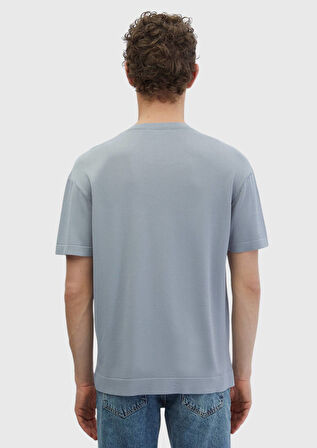 Açık Gri Bisiklet Yaka Düz Örgü Triko