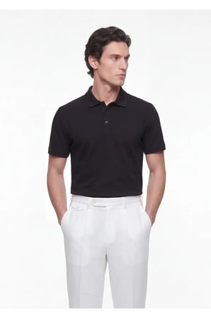 Siyah Düz Polo Yaka T-Shirt