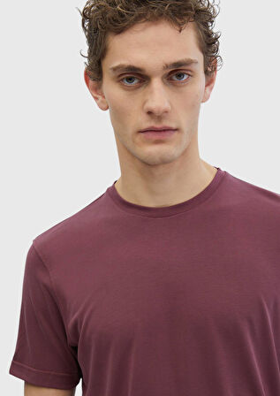 Kiremit Düz Bisiklet Yaka T-Shirt