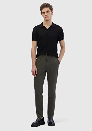 Siyah Polo Yaka Jakarlı Triko