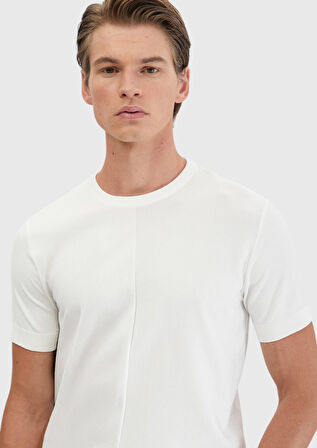 Ekru Bisiklet Yaka Jakarlı Triko