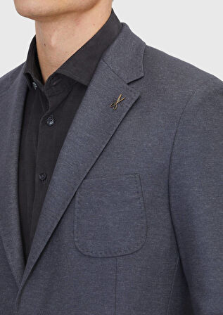 Antrasit Düz Yün Karışımlı Örme Ceket