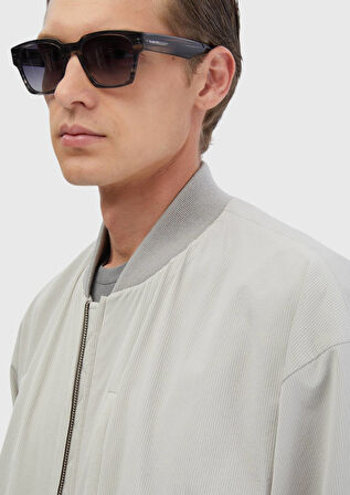 Açık Gri Regular Fit Dik Yaka Casual Dokuma Mont