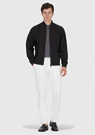 Siyah Regular Fit Dik Yaka Casual Dokuma Mont