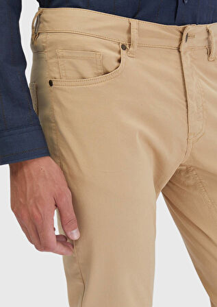 Safran Düz Dokuma Slim Fit Casual Pamuk Karışımlı Pantolon