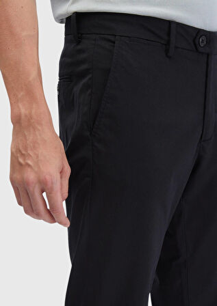 Siyah Düz Dokuma Regular Fit Casual Pantolon