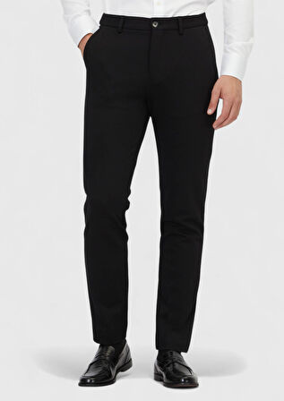 Siyah Düz Örme Jogging Fit Casual Pantolon