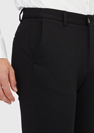Siyah Düz Örme Jogging Fit Casual Pantolon