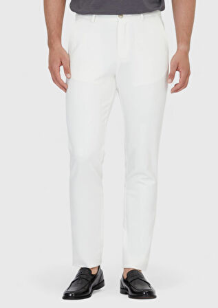 Ekru Düz Örme Jogging Fit Casual Pantolon