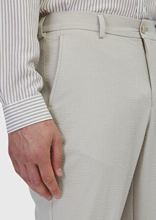 Bej Düz Dokuma Jogging Fit Casual Pantolon
