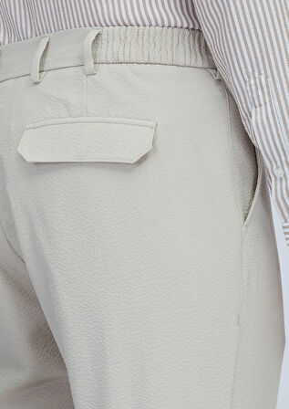 Bej Düz Dokuma Jogging Fit Casual Pantolon