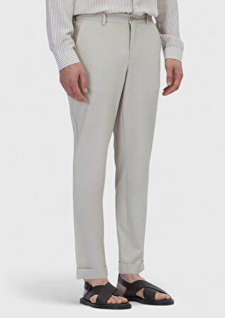 Bej Düz Dokuma Jogging Fit Casual Pantolon