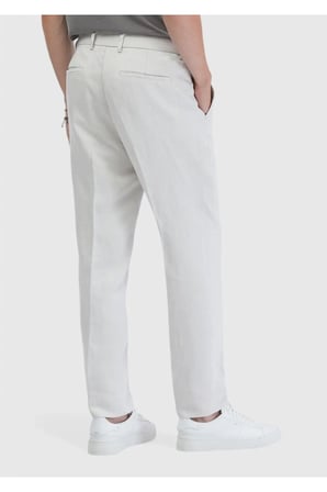 Kum Düz Dokuma Jogging Fit Casual Keten Karışımlı Pantolon
